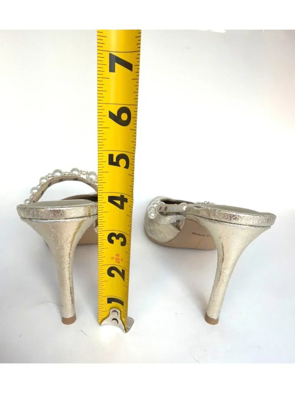 Dolce Vita Kanika Pointed Toe Pumps Vintage Gold Pearls Womens Size 7.5